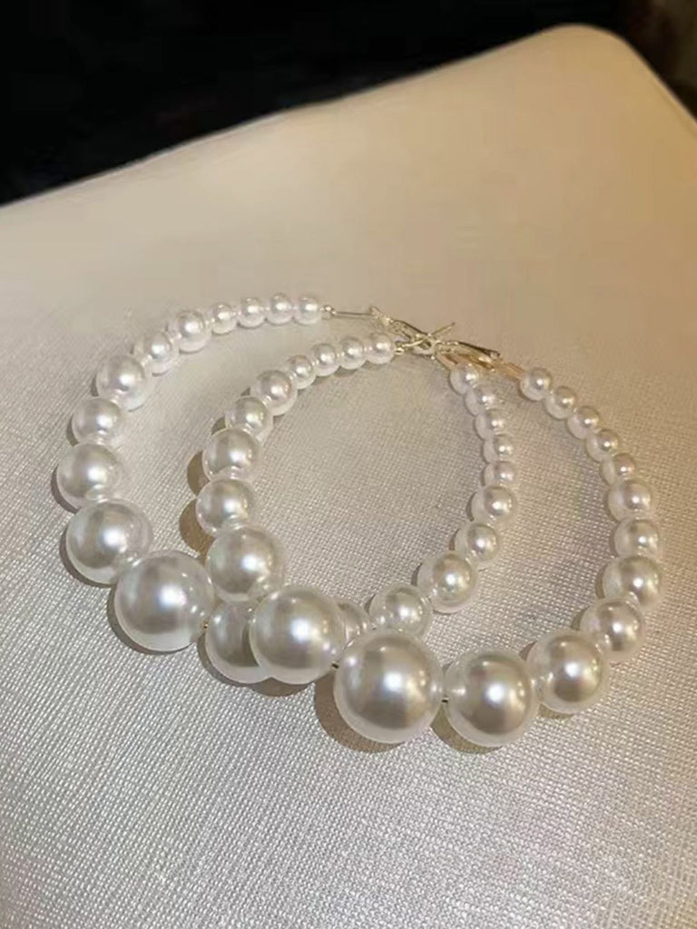 Pearl Large Hoop Vintage Earrings