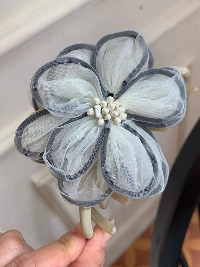 Light Blue Vintage Mesh Flower Hairpin