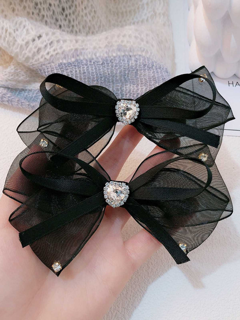 Black Mesh Diamond Bow Hairpin