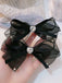 Black Mesh Diamond Bow Hairpin