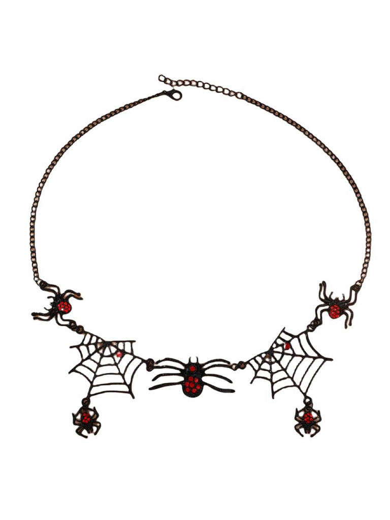 Black Gothic Spider Web Necklace