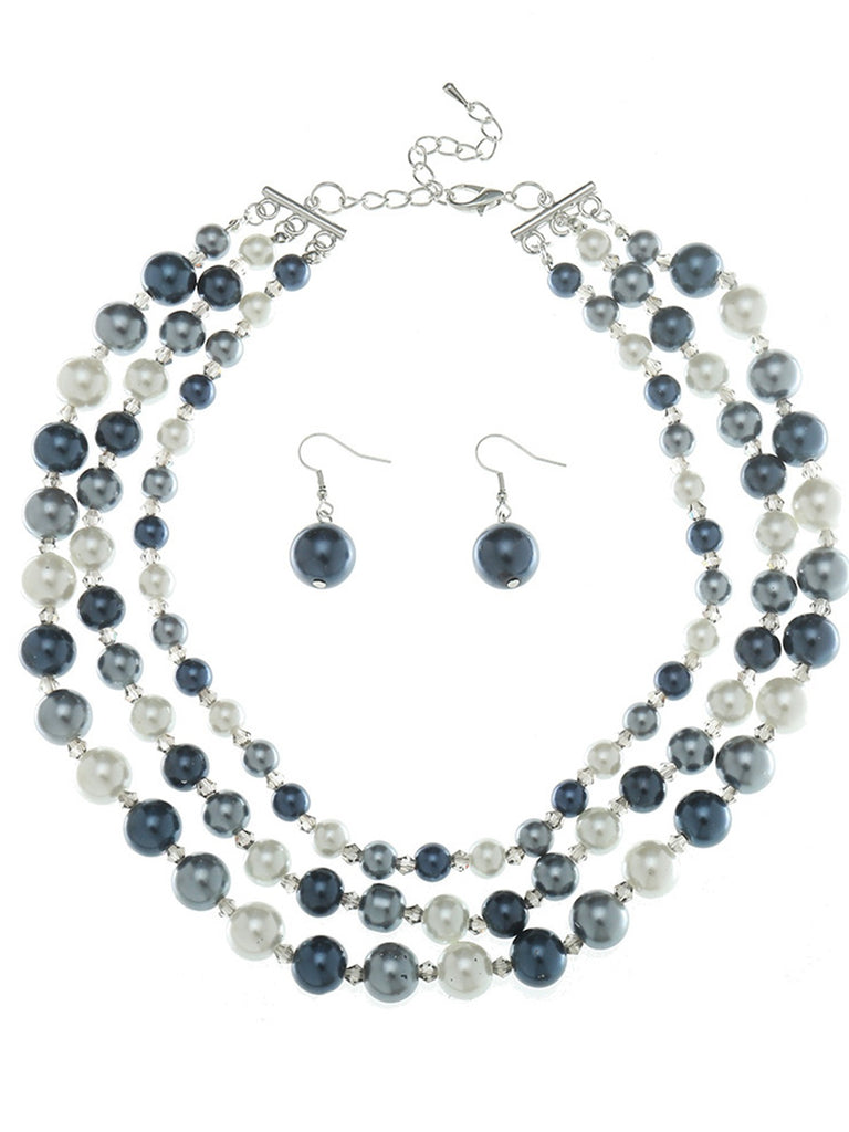 Vintage Cluster Pearl Earrings & Necklaces Set