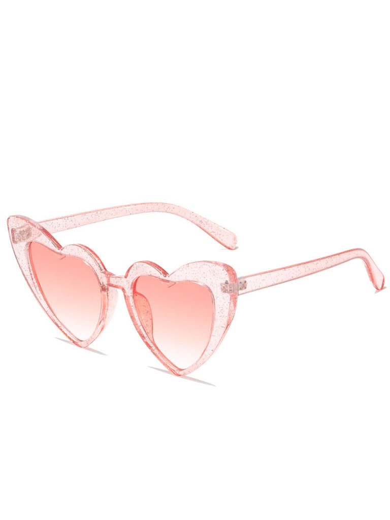 Retro Pink Heart Frame Sunglasses