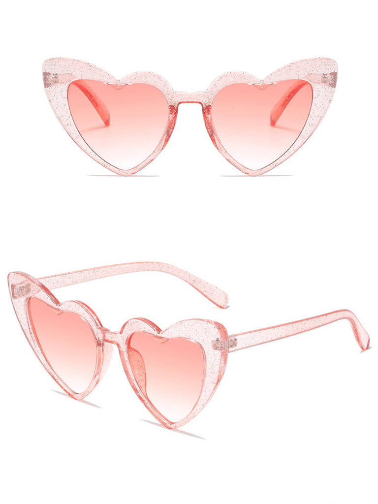 Retro Pink Heart Frame Sunglasses