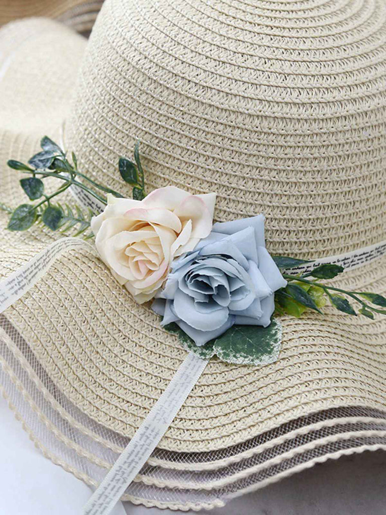 Vintage Floral Wavy Edge Beach Sun Hat