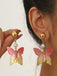 Retro Colorful Butterfly Pearl Earrings