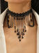 Black Halloween Gothic Lace Beaded Choker Necklace