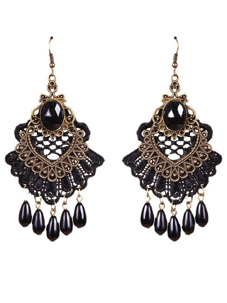 Halloween Vintage Ruby Beading Earrings