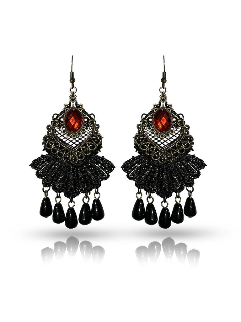 Halloween Vintage Ruby Beading Earrings