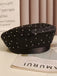 Vintage Black Rhinestoned Satin Beret Hat