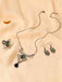 3PCS Green Spider Necklace & Earrings & Ring Set