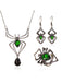 3PCS Green Spider Necklace & Earrings & Ring Set