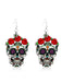 Black Halloween Skull Rose Earrings