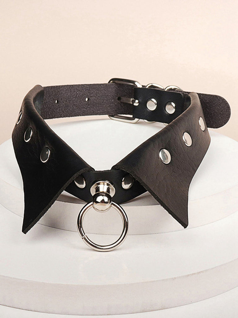 Halloween Gothic Faux Leather Collar Choker Necklace