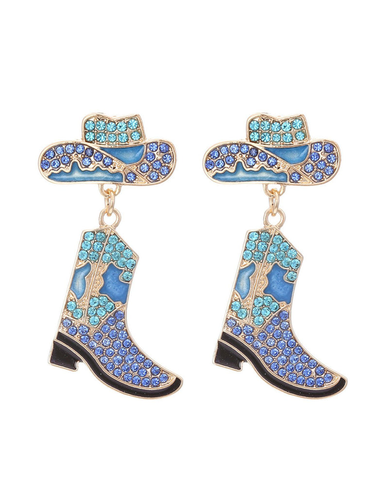 Alloy Rhinestoned Wild West Earrings