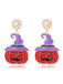 Orange Halloween Pearl Witch Pumpkin Earrings