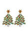 Green Christmas Tree Rhinestones Earrings