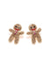 Khaki Christmas Gingerbread Man Rhinestone Earrings