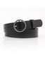 Black PU Leather Round Button Belt