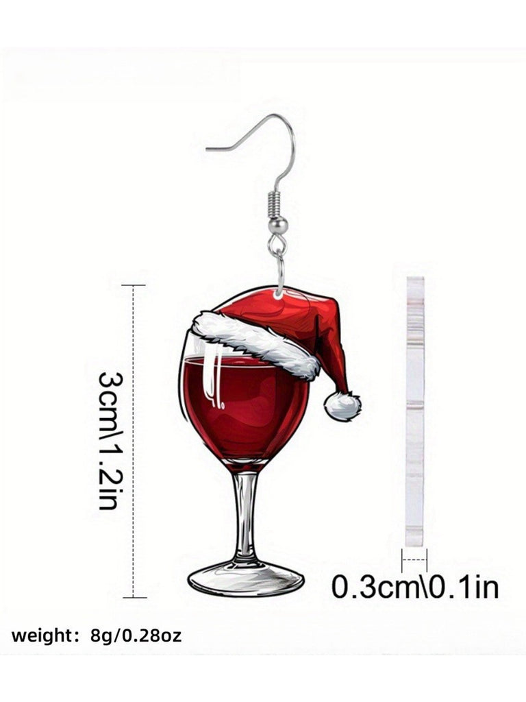 Christmas Wine Glass Dangle Earrings