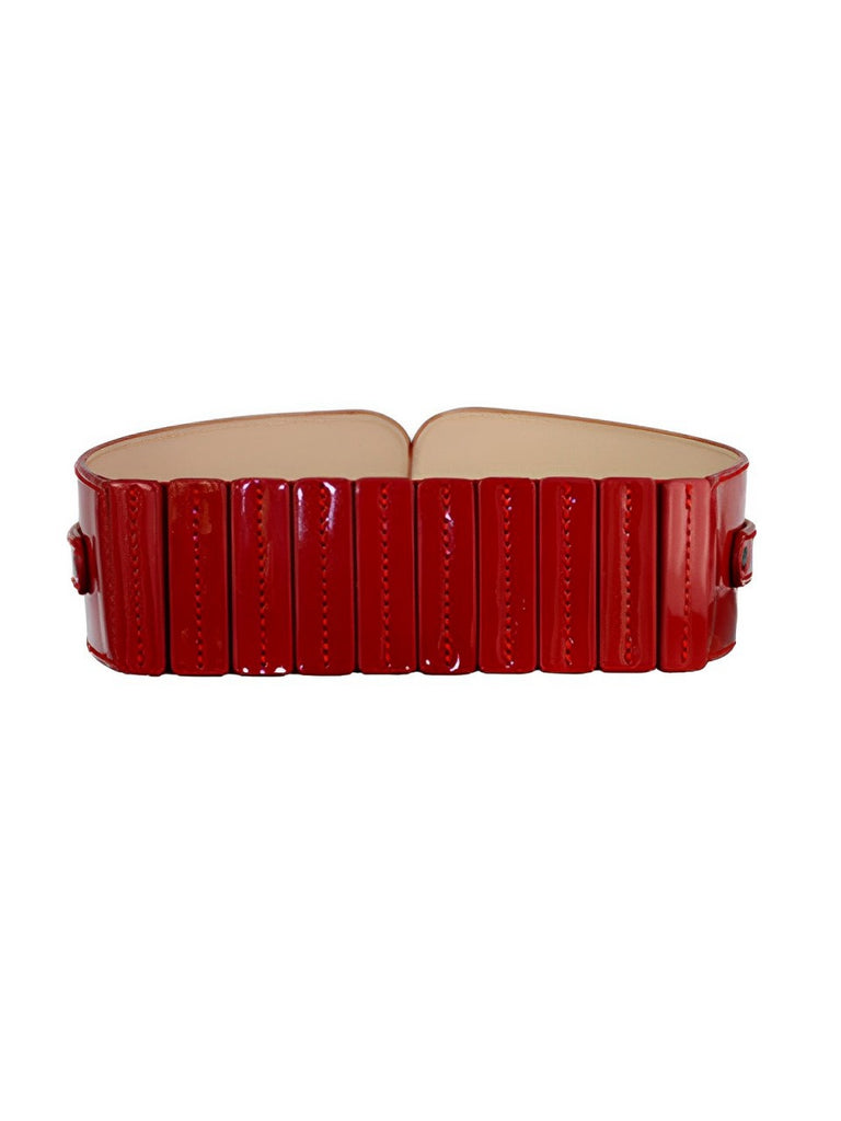 Patent Leather Buckle Vintage Wide Belt