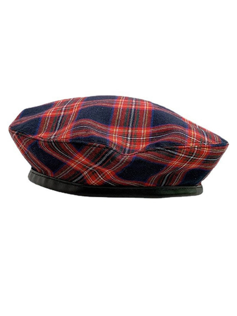 Retro Christmas Scottish Plaid Cotton Berets