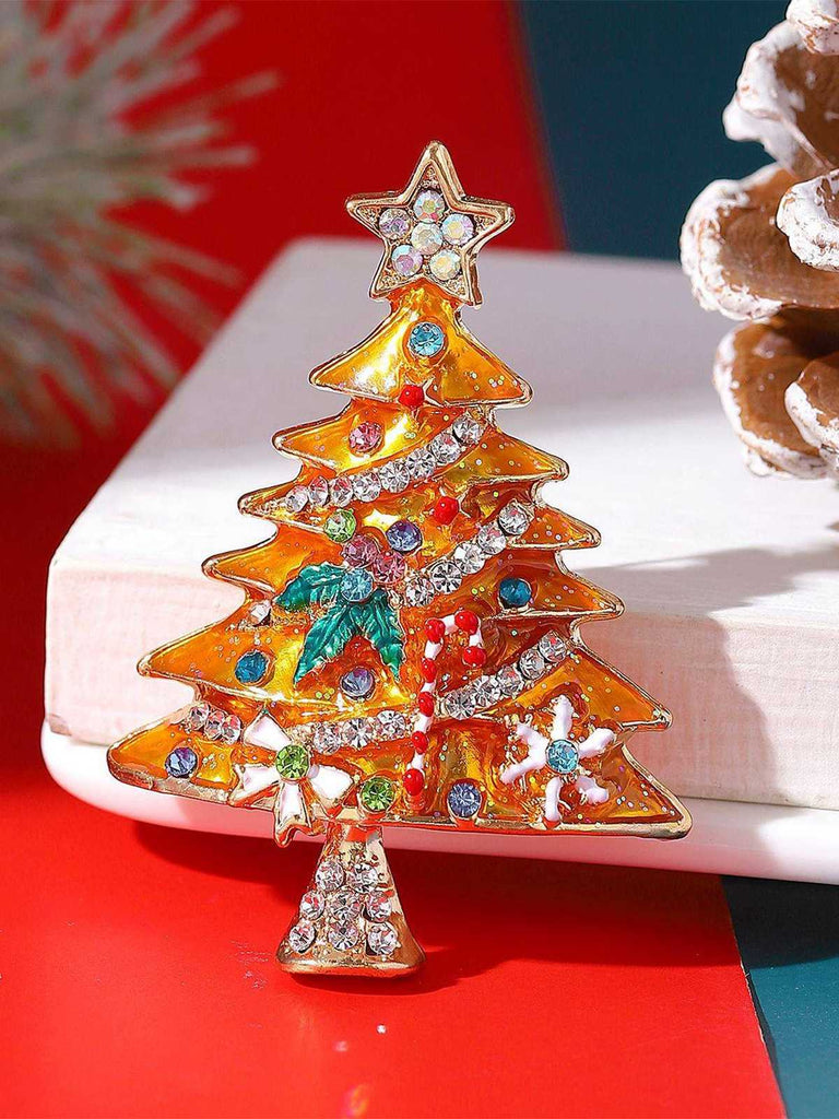 Christmas Tree Star Rhinestones Hairpin