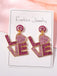 Purple Rhinestone LOVE Letters Dangle Earrings