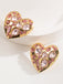 Pink Rhinestone Alloy Heart Shape Earrings