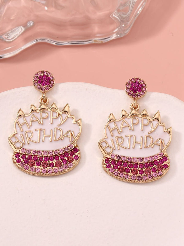 Vintage Rhinestone Birthday Cake Earrings