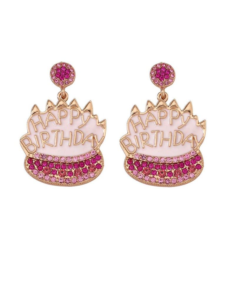 Vintage Rhinestone Birthday Cake Earrings