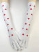 Vintage White Hearts Elbow Long Gloves