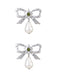 Silver Bow Star Pearl Drop Earrings