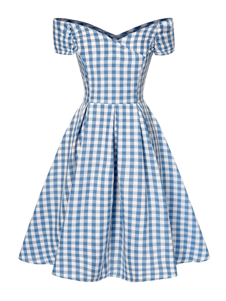 Blue and white checkered dress online