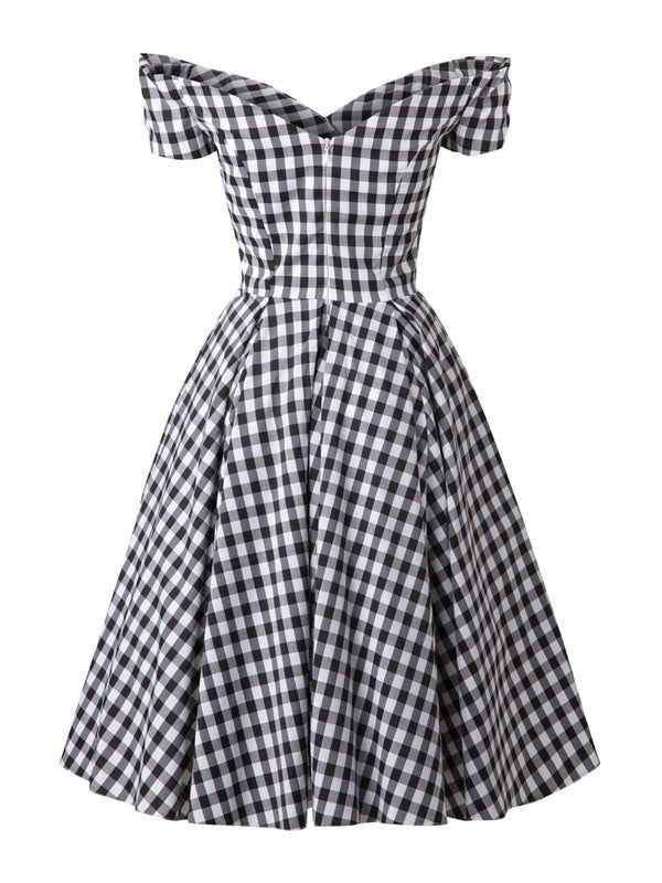 Blue 1950s Plaid Swing Dress