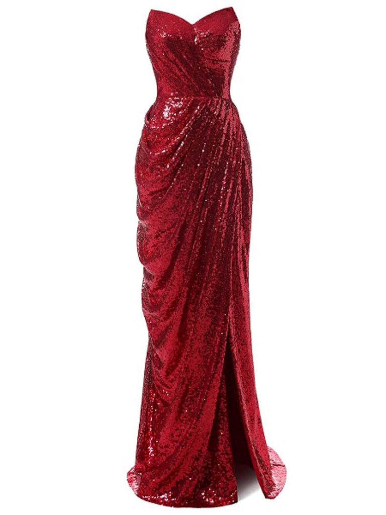 [US Warehouse] Strapless Sequin Bridesmaid Dress