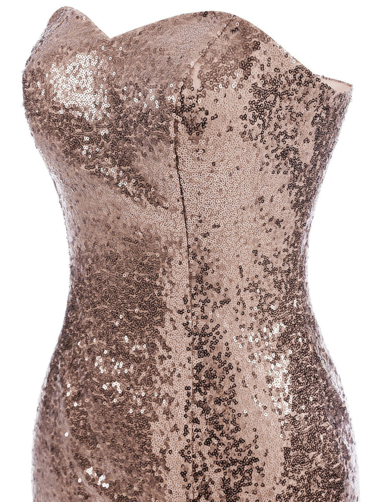 1930s Vintage Sequin Strapless Dress