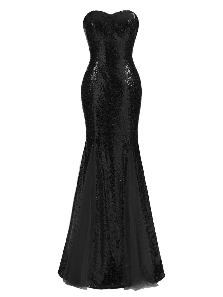 1930s Vintage Sequin Strapless Dress