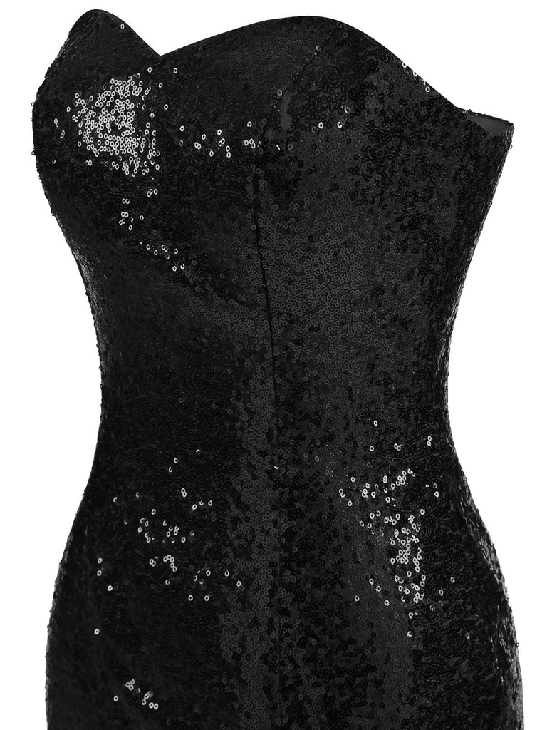 1930s Vintage Sequin Strapless Dress