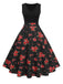 [Pre-Sale] Red 1950s Floral Swing Dress