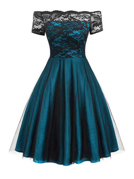 1950s Off Shoulder Lace Swing Dress | Retro Stage