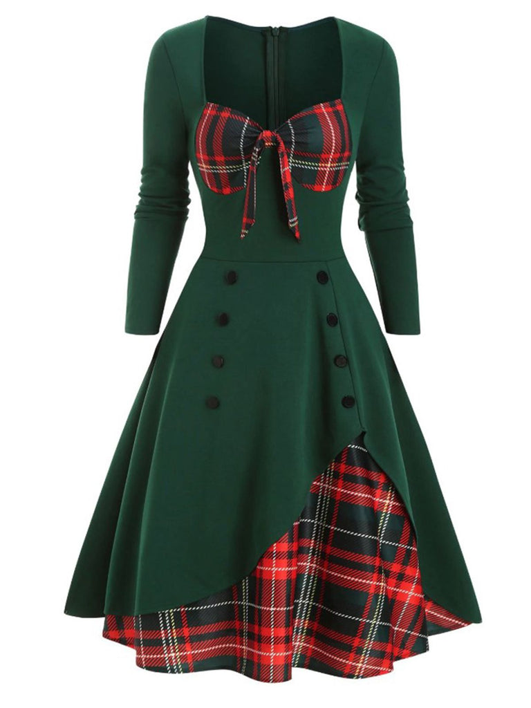 1950s Sweetheart Plaid Patchwork Dress