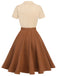 Khaki 1950s Snow White Style Button Dress