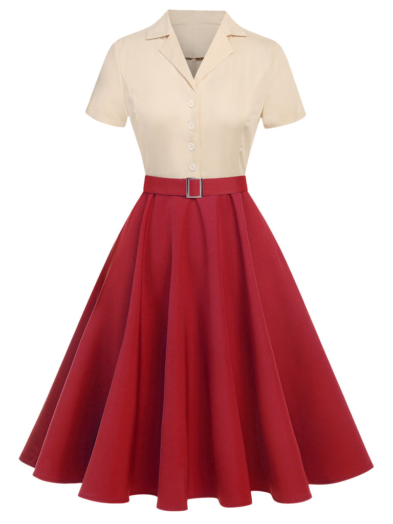 [Pre-Sale] Khaki&Red 1950s Christmas Button Dress