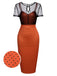 Orange 1960s Illusion Bodycon Dress