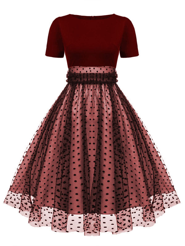 [Pre-Sale] Red 1950s Polka Dot Swing Vintage Dress