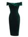 1960s Off Shoulder Velvet Bodycon Dress