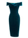 1960s Off Shoulder Velvet Bodycon Dress