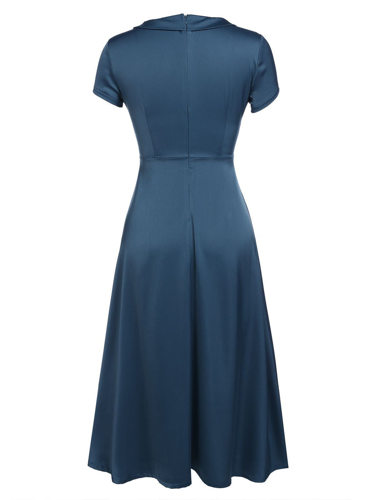 Blue 1940s Pearl Buttons Darlene Dress