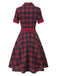 [Pre-Sale] Red Plaids 1950s Buttoned Belted Swing Dress